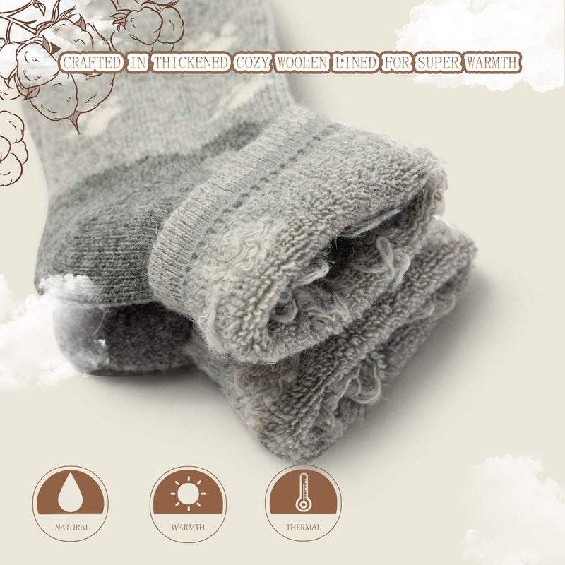 HowJoJo Toddler Boys Wool Socks Kids Thermal Winter Warm Crew Socks 6 Pack 3-5 Years - Image 5